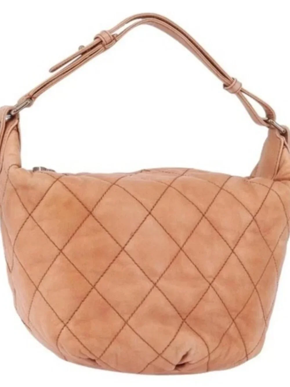 CHANEL Matelasse Shoulder Bag Lamb Skin Orange Gold CC Auth ARZ069V